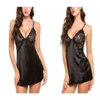ราคา suidi123 ลูกไม้ Nighties Nightgown สำหรับผู้หญิงบ้านชุด V คอสุภาพสตรีผ้าไหมซาตินชุดนอนกระโปรงชุดนอน Nightdress (20899738557)