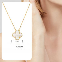 ราคา พร้อมส่ง เครี่องประดับแฟชั่น สร้อยคอสแตนเลสหรูหราจี้ใบโคลเวอร์สี่ใบโคลเวอร์สําหรับผู้หญิง 62 (19338775235)