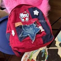 ราคา Hello Kitty กระเป๋าเป้ผ้ายีนส์ผ้าใบการ์ตูนน่ารัก (20612987254)