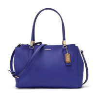 ราคา กระเป๋าถือ COACH แท้ หนังแท้ หนังฟอกแบบกันรอยขีดข่วน รุ่นหรู ใบใหญ่ 12 นิ้ว ช่องเยอะ มีสายยาว COACH 30128 MADISON SAFFIANO LEATHER CHRISTIE CARRYALL LACQUER BLUE (5504832234)