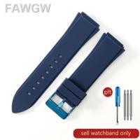 ราคา คุณภาพสูงเดิม สายนาฬิกาซิลิโคน22มม W0040g7สำหรับ Guess W0247g3อินเทอร์เฟซแบบนูนสำหรับ W0040g3สีฟ้าสีดำตัวล็อกสายนาฬิกา (19871721287)