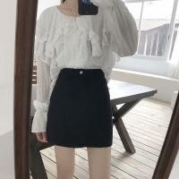 ราคา จัดส่งที่รวดเร็ว MEETES พร้อมส่ง กระโปรงยีนส์เอวสูงทรงเอ สไตล์เกาหลี ปลายรุ่ย สีดำ กระโปรงยีนส์ กระดุมหน้า มีกระเป๋าใส่เหรียญ ชุดเซ็ทผู้หญิง (18425646128)
