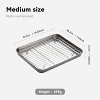 ราคา bingbin ถาดพร้อมตะแกรง ถาด ถาดอบ ตะแกรง 304สแตนเลส ถาดสี่เหลี่ยม ถาดพักขนม ถาดรองน้ำมัน (20486708142)