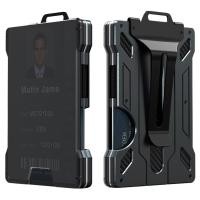 ราคา กระเป๋าสตางค์ผู้ชายกระเป๋าเก็บบัตรโลหะอะลูมิเนียมเพรียวบางพร้อมกระเป๋าเก็บบัตรที่ใส่บัตรประชาชน1ตัวพร้อมหน้าต่างโปร่งใสสีเทาเข้มกระเป๋าสตางค์แบบมินิมอลกระเป๋าสตางค์ทำจากวัสดุอลูมิเนียมอัลลอยด์คุณภาพสู