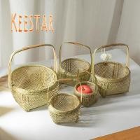 ราคา Keestar ตะกร้าไม้ไผ่สานมือตะกร้าสานจากไม้ไผ่สำหรับใส่ผักตะกร้าไม้ไผ่ขนาดเล็กใช้ในครัวเรือนตะกร้าสำหรับตกแต่ง (10325775310)