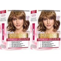 ราคา LOREAL PARIS EXCELLENCE CREME NO 6 30 Golden Dark Blonde ลอรีอัล ปารีส เอกซ์เซลเลนซ์ ครีมเปลี่ยนสีผม เบอร์ 6 30 สีบลอนด์เข้มประกายทองแดง แพ็คคู่ (4362302802)
