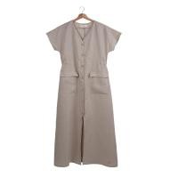 ราคา INCO WOMEN เดรสแขนสั้น เดรสลินินคอวี ผ่าสาบหน้า ผ้าลินินแท้ 100 (18879773652)