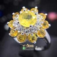 ราคา แหวนบุษราคัม แหวนเงินแท้ ชุบทองคำขาว พลอยบุษราคัมแท้ YTG 9772 (17445858149)