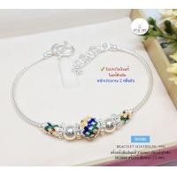 ราคา สร้อยข้อมือเงินแท้สุโขทัย ลายเปีย ร้อยเม็ดปะคำลงยา สีน้ำเงิน แดง เขียว เหลือง ลายดอกพิกุล หนัก 2 สลึงตัน งานสุโขทัย งานช่างทอง (18562955119)