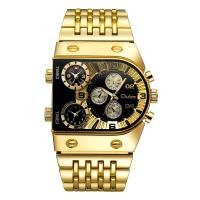 ราคา Oulm European radium new multi time zone large dial luminous mens watch steel belt casual cross border quartz watch gold (17122487918)