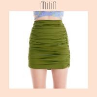 ราคา MILIN Ruched stretch High waist mini skirt กระโปรงสั้นเอวสูงจผ้ายืดจับจีบย่น Beata skirt Nude Green (10521812919)