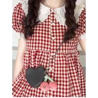 ราคา maoziicute พร้อมส่ง เสื้อแขนจั๊มคอบัวลายตารางแดง A69 (20074008144)
