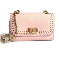 ราคา กระเป๋าสะพาย Michael Kors แท้ หนังแท้ฟอกแบบกันรอยขีดข่วน สายโซ่และหนัง สะพายได้หลายแบบ รุ่นหรู MICHAEL KORS 38F7CNNL6L Hannah Perforated Flap Shoulder Bag Blush (11813890943)