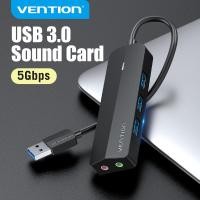 ราคา Vention USB Hub 3 Port USB 3 0 HUB Mix Sound Card with Power Supply Support Both Earphone and Microphone For PC Flash disk Earphone Keyboard USB Hub Sound Card and 3 Port USB Splitter (5600526520)