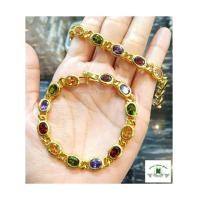 ราคา สร้อยข้อมือพลอย B126 พลอยทับทิมพลอยหลากสี สร้อยข้อมือทองไมครอน สร้อยข้อมือ ทองชุบ สร้อยข้อมือ ข้อมือพลอย (3388826402)