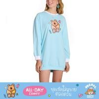 ราคา Wacoal x Fluffy Omelet All Day Comfy เดรสสั้น แขนยาวใส่สบายตลอดวัน ลาย Mr Teddy WN8D01 สีฟ้า SX (17044419893)