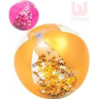 ราคา ขนาด 16 นิ้ว ลูกบอลเป่าลม ลูกบอล บอลชายหาด โปรงใส กริตเตอร์ สีทอง Transparent Glitter Beach Balls สีทอง และสีชมพู (12432000977)