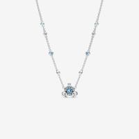 ราคา 925 Sterling Silver Blue Stone Pumpkin Coach Collier Necklace Pendant Jewelry For Girls (21116305421)