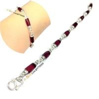 ราคา สร้อยข้อมือโกเมน สร้อยข้อมือเงินแท้ พลอยโกเมน CZ 4 มม YTG 10974 (17613718492)