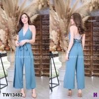 ราคา 13482 จั๊มสูทขายาว มีหลายสี สายเดี่ยว ไขว้หลัง กางเกงผ่าหน้า ชุดโชว์หลัง เสื้อผ้าแฟชั่น เซ็กซี่ ชุดออกงาน ชุดเที่ยว (16980188755)