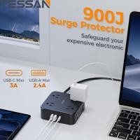 ราคา ปลั๊กไฟ TESSAN พร้อมช่องเสียบ 8 ช่อง ปลั๊กต่อสายไฟ 1 5 ม พร้อมช่องเสียบ USB 3 ช่อง ช่องเสียบ USB C 1 ช่อง อุปกรณ์ป้องกันไฟกระชาก ปลั๊กต่อสายไฟ 3 ด้าน ติดผนัง ขนาดกะทัดรัด เหมาะสำหรับเดินทาง บ้าน โรงเร