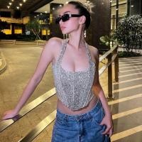 ราคา ราคาถูกที่สุด เสื้อครอปสายคล้องคอ ปักเลื่อม 2 สี สายฝอ มีซิปข้าง มีซับใน (18830984941)