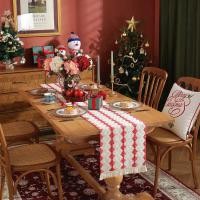 ราคา New American INS Cotton Christmas RedWhite And Green Fringe Stripes Diamond Grid Square Holiday Table Flag Dining Table Bucket Square Retro Sideboard Decorative Arrangement New Year Absorbent Embroide