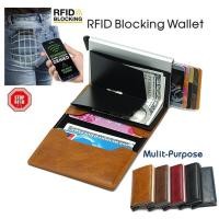 ราคา กระเป๋าเงินผู้ชายกระเป๋าสตางค์ใบเล็กชาย VINTAGE Automatical อลูมิเนียมผู้ถือบัตร RFID กระเป๋าสตางค์ขนาดเล็กกระเป๋าสตางค์อัจฉริยะ (665354414)