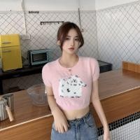 ราคา Cici A1272 1 เสื้อครอปแขนสั้น ขนมิ้งลายหมาขนปุย (16795688411)