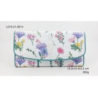 ราคา sale SS กระเป๋าสามพับใหญ่ฝาโค้ง พิมพ์ลาย หนังปลากระเบนแท้ หนังวัวสีฟ้า (11825223736)