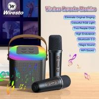 ราคา Wiresto KTV บ้านบลูทูธมินิไร้สายเครื่องคาราโอเกะไมโครโฟนในบ้านลำโพงร้องเพลงสากลพร้อมไมโครโฟนคู่หูฟังพร้อมไมค์ในตัวเครื่องเสียง (20444132448)