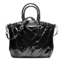 ราคา กระเป๋าถือ COACH แท้ จาก Shop หนังแก้ว มีสายยาว ใบใหญ่ COACH 21299 MADISON DIAGONAL PATENT LINDSEY SATCHEL Black (20771509764)