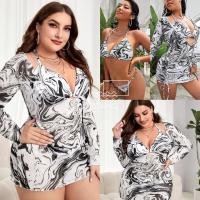 ราคา ชุดว่ายน้ำ สาวอวบ สาวอ้วน 0xl 4xl ทรงเดรสยาวแขนยาว ผ้าพิมลายกราฟฟิค (21021525207)