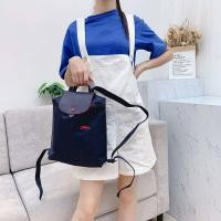ราคา ของแท้100 Longchamp Le Pliage Club กระเป๋าเป้สะพายหลัง70th Anniversary Edition เย็บปักถักร้อยไนลอนกระเป๋าสตรีกระเป๋านักเรียนพับได้ L1699619556 Navy color (18101099758)