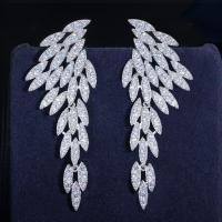 ราคา CWWZircons Elegant 18 K ชุบทอง Cubic Zirconia เงิน 925 ยาว Dangle Feather Wing ต่างหูรูปหยดน้ำสำหรับแฟชั่นสำหรับผู้หญิง Boho เครื่องประดับ (1200084889)