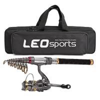 ราคา LEO Fishing Rod Reel Combo Carbon Telescopic Fishing Pole Spinning Reels with Fishing Carrier Bag for Travel Fishing (13816646668)