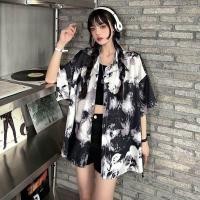 ราคา เสื้อเชิ้ตคอปกโปโลกันแดดทรงหลวม เสื้อเชิ้ตคอปกแฟชั่นผู้หญิง เสื้อคลุมแขนยาวบางๆ ขาวกับดำสีพื้น (16327793271)