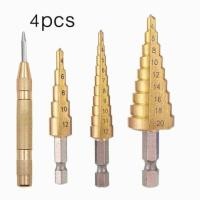ราคา 6pcs high speed steel 4241 titanium plated step drill set triangular handle drill bit pagoda drill woodworking slot saw drill set ดอกสว่านเจดีย์ ดอกสว่าน ดอกสว่านปูนดอกสว่านเจดีย์ โลหะดอกสว่านเจดีย์ m
