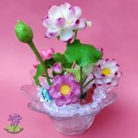 ราคา ดอกบัวน้ำ อ่างแก้ว รุ่นน้ำคริสตัล ปลาคราฟ งานดินปั้น (6192284148)