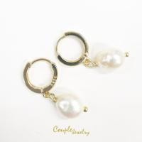 ราคา ต่างหูมุกน้ำจืดแท้ แฟชั่นต่างหูมาแรง ห่วงชุบทอง18K (20821360246)