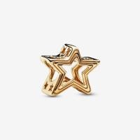 ราคา New 925 sterling silver 18k gold Radiant Star Charm fit pandora bracelet women fashion DIY fine jewelry Christmas gift for girlfriend (16778074265)
