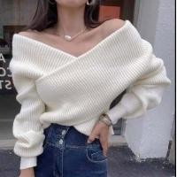 ราคา เสื้อไหมพรม ปาดไหล่ เนื้อนุ่มผ้าร่องTD549 (12196091837)