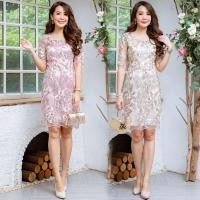 ราคา Luxury Shining Lace Dress ชุดเดรสออกงานผ้าลูกไม้ไล่เฉดสีสวยงาม ปักเลื่อมวิบวับๆ ลุคหรูหรา ดูแพง (4837664911)