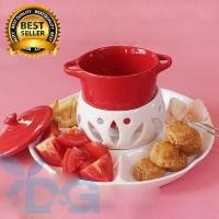 ราคา LRF เซรามิกช็อคโกแลตฟองดูชุดส้อมละลายช็อกโกแลตหม้อครีมชุดฟองดู (5994876798)