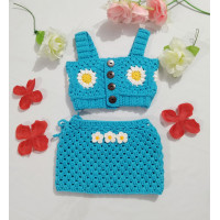 ราคา พร้อมส่ง ชุดเซ็ทเด็ก 2ชิ้น เสื้อ กระโปรง ขุดไหมพรม ชุดไหมพรมถักมือ ไหม cotton milk 5 14kilograms (19135265874)