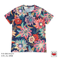 ราคา เสื้อแตงโม SUIKA เสื้อยืดคอกลม โปเชียล พิมพ์ลายดอกไม้ P O 083 (18450589044)
