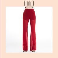 ราคา MILIN High waisted flared leg sheer pants กางเกงขายาวผ้าชีฟองเอวสูง Commit Pants (16827385166)