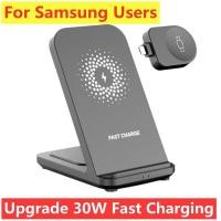 ราคา 30W 3 in 1 Wireless Charger Stand For Samsung S22 S21 S20 S10 Ultra Note Galaxy Watch 5 4 Active Buds Fast Charging Dock Station (20000267877)