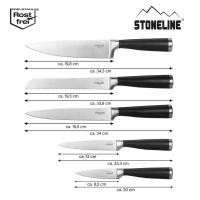 ราคา Hafele ชุดมีดสแตนเลสสตีล STONELINE R 5 ชิ้น ด้ามจับสีดำ (20603716101)