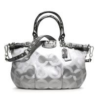 ราคา กระเป๋าถือ COACH แท้ รุ่นหรูจาก Shop ทรงสวย ผ้าลาย Coach Op Art สายหนังแท้ สวยหรูมาก มีสายยาว ถอดแยกได้ รุ่นหายากมาก Coach 18650 Madison Op Art Sateen (1428934631)